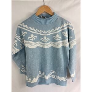 Alicia Blue Knit Vintage Sweater with Sparkle Size OS